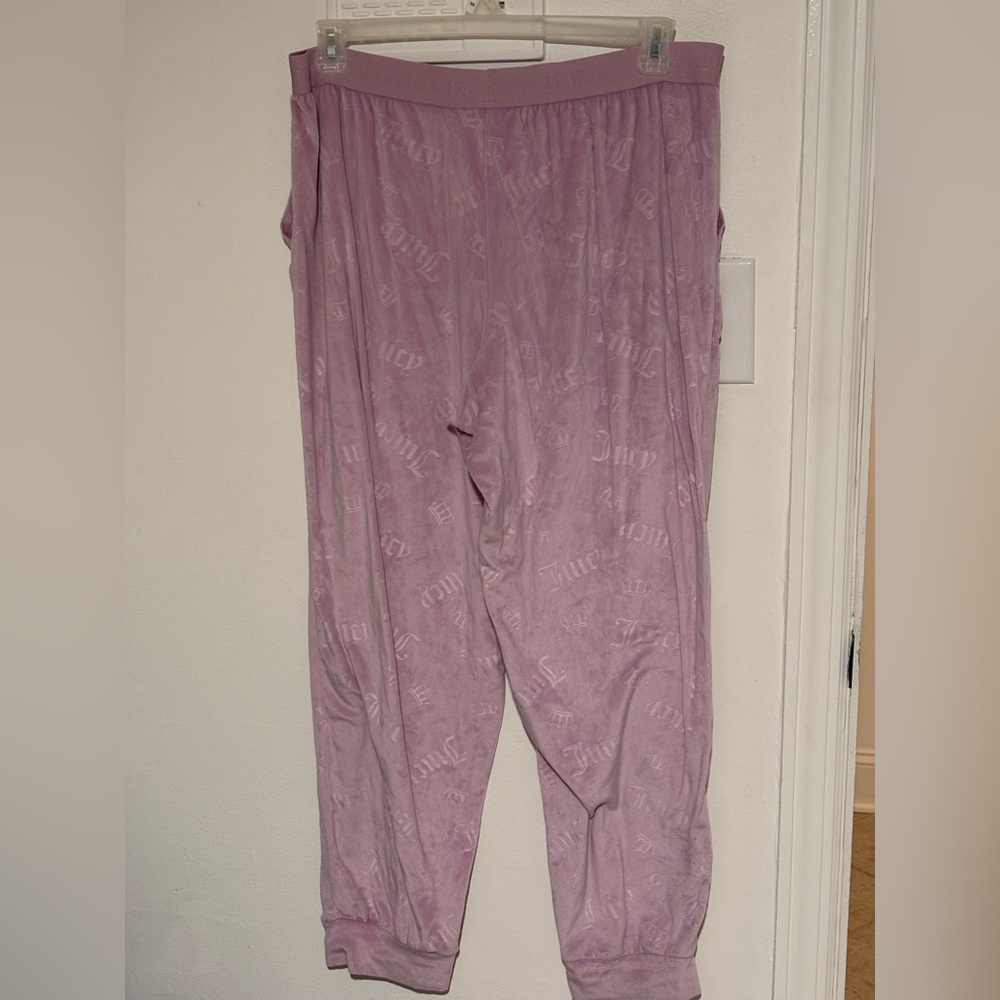 RARE XL Juicy Couture pink suit cropped hoodie joggers pajamas sweatsuit baggy - Picture 12 of 13